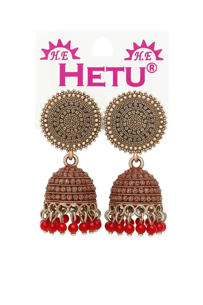 Starvis Rajkot Gold Toned Dome Shaped Jhumkas Earrings