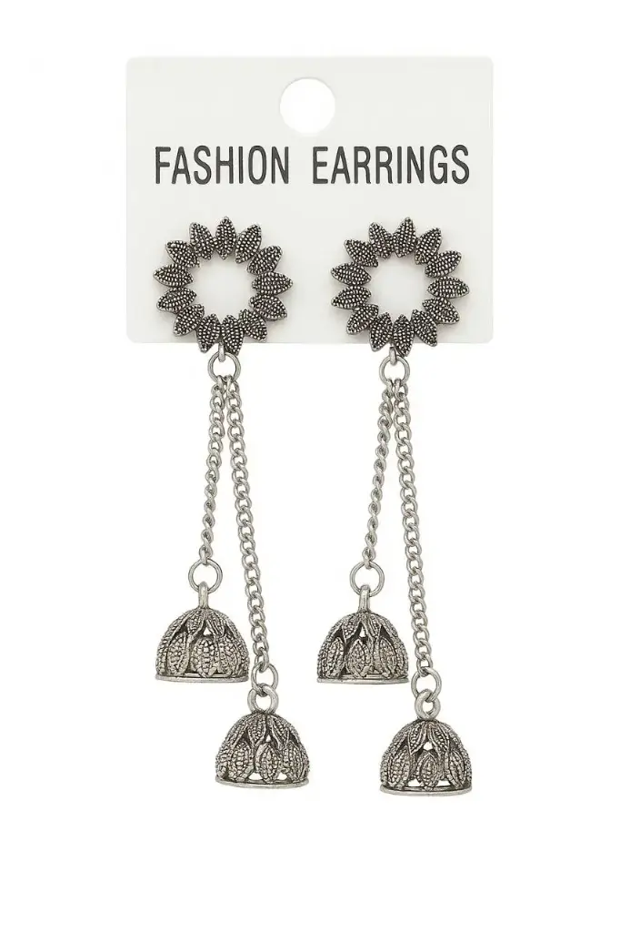 Fancy Womens Oxidized Silver Earrings