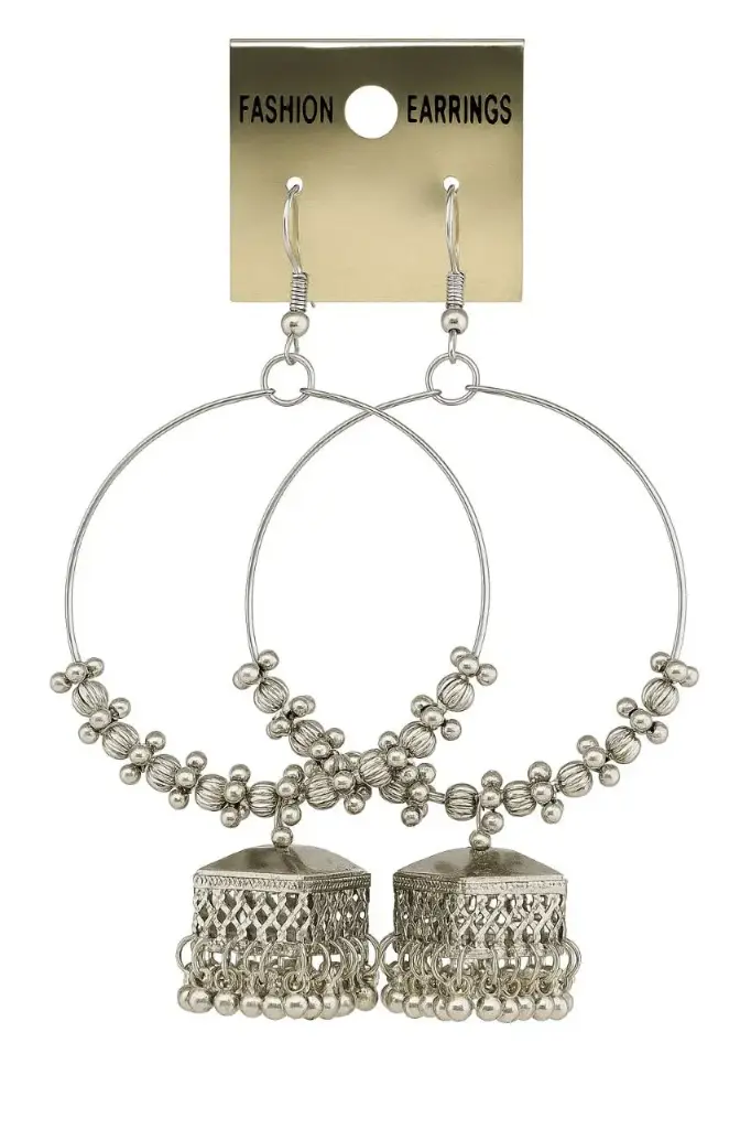 Oxidised silver jhumka earrings & studs